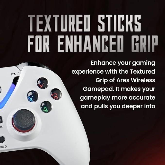 Cosmic Byte ARES Wireless Controller for PC, Magnetic Triggers, Accurate Joysticks, Dual Vibration, Backit LED Buttons, USB Extension Cable (White) - Image 2