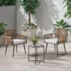 DEVOKO Transform Your Outdoor Space with Our 3 Piece Patio Rope Furniture Set - Perfect for Terrace, Garden, Balcony, Porch, Deck and Yard (Beige and Cream)