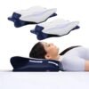Frido Cervical Butterfly Pillow | Orthopedic Memory Foam Pillow for Neck & Shoulder Pain | Ergonomic Contours | Dual Height Options | Pillow for Side Sleepers with Arm Support | Beige | Pack of 1