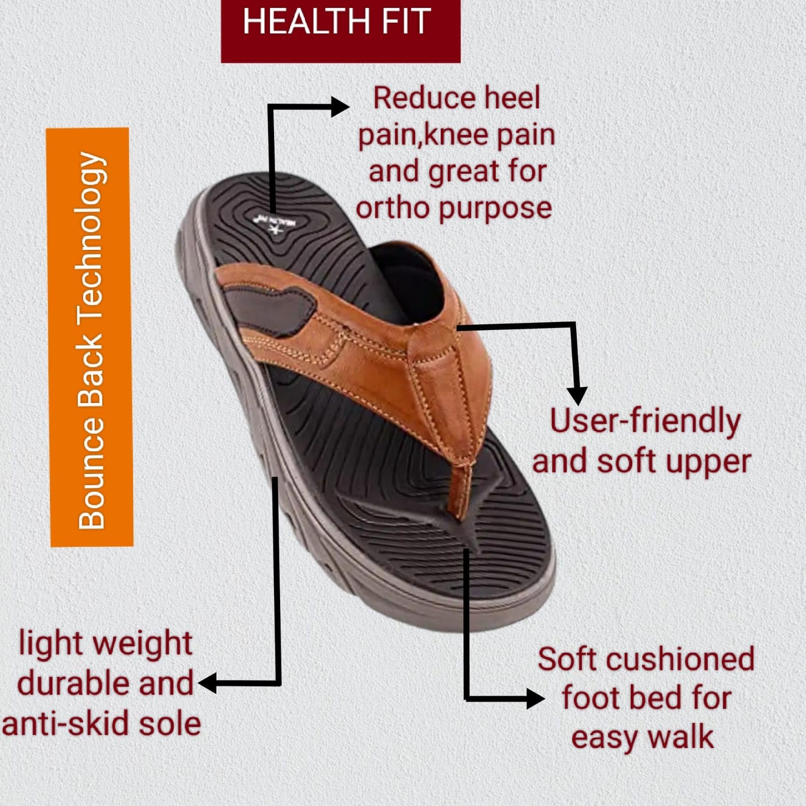 HEALTH FIT Super Soft Ortho Care Bounce Back Anti-Skid Water Resistant Slippers/Docto - Image 2