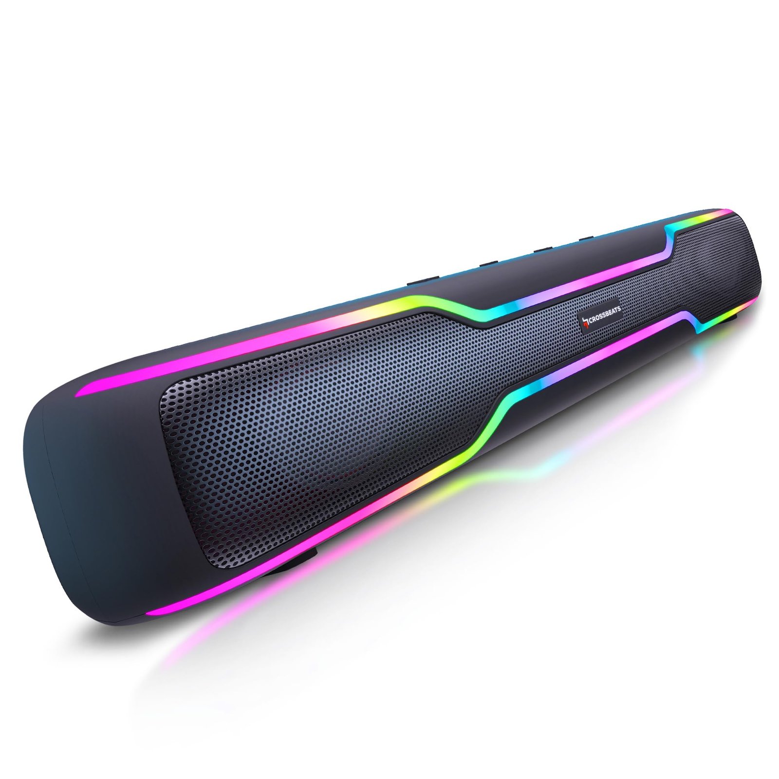 CrossBeats Blaze B50 | 50W Sound bar | Gaming RGB Light | FM Radio AUX, SD Card, USB I 4000 mAh 10 Hrs Battery| Built in mic| Bluetooth Soundbar Tv Speakers for Home, Mobile, PC, Laptop TWS Pairing